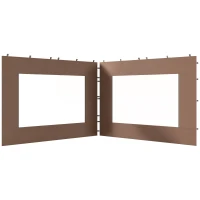 Outsunny Laterales para Carpa de Repuesto de Tela Oxford 2 Paneles de 295x195 cm con 1 Ventana para Carpas de 6x3 m 3x3 m Marrón(m-10)