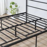 HOMCOM Structure de Lit Double en Acier 160x200cm avec Lattes, Tête et Pied de Lit - Noir(m-4)