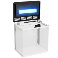 PawHut Aquarium de 13L à Éclairage LED avec Trous de Ventilation, en Verre HD et ABS, 29x20x30.5 cm(m-3)