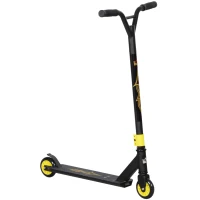 HOMCOM Trottinette acrobatique Pro, Trottinette freestyle en aluminium, métal, simili cuir, pour enfants et adultes, Or(m-6)