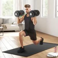 HOMCOM Hantelset 30 kg (8x2,5 kg, 4x1,5 kg) mit 12 Scheiben und 2 Hanteln 2 kg, 43x18x7,5 cm, schwarz(m-2)