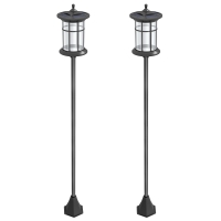 Outsunny 2 Lampadaires Solaires Extérieur avec Panneau Solaire Allumage Automatique et Cadre en Acier Inoxydable Étanche IP44 Noir