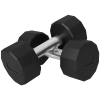 SPORTNOW Set 2 Haltères à 12 Côtés de 12 kg en Métal et Caoutchouc avec Poignée Antidérapante, 26x14x14 cm, Noir(m-6)