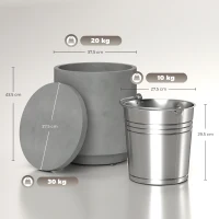 HOMCOM Table d'Extérieur, Table d'Appoint avec Refroidisseur, Seau à Glace, Gris clair(m-3)
