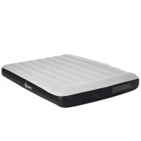 Outsunny Materasso Gonfiabile Matrimoniale con Cuscino Integrato, Pompa e Borsa, 152x203x30cm, Grigio(m-1)