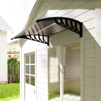 Outsunny Auvent de porte, Protection contre la pluie, le vent et la grêle, Polycarbonate, Aluminium, 103 x 96,5 x 27 cm, Marron(m-5)