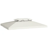Outsunny Toldo de Substituição 4x3m para Pérgola de Jardim Cobertura de Substituição para Pérgola de 2 Níveis Respirável com 8 Orifícios de Drenagem para Pátio Exterior Bege(m-10)
