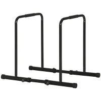 SPORTNOW Barre de Dip en Acier Réglable en Hauteur avec 6 Longueurs Réglables, 90-102x65x80-90 cm, Noir(m-1)
