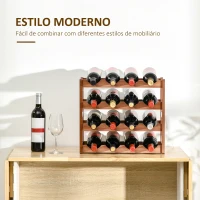 HOMCOM Suporte para 16 Garrafas de Bambu Prateleira para Garrafas de Vinho de 4 Níveis 43x23,5x38cm Marrom(m-4)