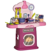 AIYAPLAY Cucina Giocattolo per Bambini 3-6 Anni con 38 Accessori e Suoni Realistici, in PP e ABS, 51x21x60 cm, Rosa(m-1)