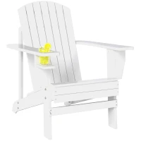 Outsunny Fauteuil de jardin Adirondack grand confort porte-gobelet intégré bois de sapin traité peint blanc(m-1)