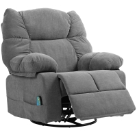 HOMCOM Fauteuil relaxant avec fonction de massage, fonction d'inclinaison, fauteuil de massage pivotant, 4 poches latérales et télécommande, Gris foncé
