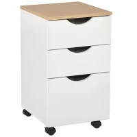 HOMCOM Caisson de bureau rangement bureau sur roulettes 3 tiroirs coulissants dim. 34L x 40I x 60,5H cm MDF blanc bois clair(m-1)