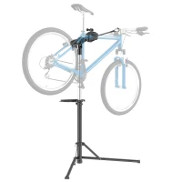 HOMCOM Suporte para Reparação de Bicicleta Dobrável com Bandeja Magnética Altura Ajustável 107-160 cm e Giratório 360º Preto(m-10)