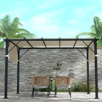 Outsunny Copertura per Gazebo Pergola 3x3 m in Poliestere con Tasche e Cinghie, 488x122 cm, Bianco Crema(m-3)