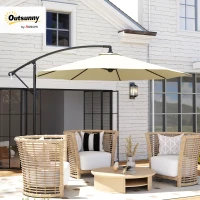 Outsunny 3m Cantilever Parasol, Hanging Parasol, Steel, Weather Resistent, Cream White(m-11)