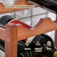 HOMCOM Range-bouteilles casier porte-bouteilles en bois de bambou 4 niveaux 16 bouteilles 43 x 23,5 x 38 cm marron(m-6)