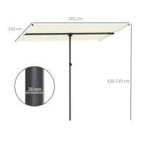 Outsunny Parasol 180 degrés pivotant, Hauteur réglable, Parasol de jardin avec mât en aluminium 150x205cm Beige(m-3)