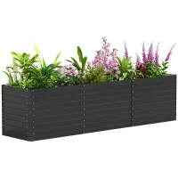 Outsunny Jardinière surélevée, fond ouvert, acier revêtu de poudre, 240 x 60 x 60 cm, Gris foncé(m-6)