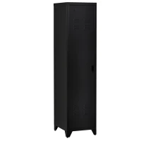HOMCOM Armoire de Rangement compacte en métal casier style industriel avec 3 étagères, 1 tringle 43L x 50l x 180H cm(m-13)