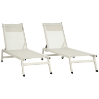 Outsunny Chaise Longue Lettino Prendisole Altezza Reclinabile 2pz