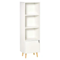 HOMCOM Bibliothèque étagère Rangement Colonne pour Salon, Salle de Bain Blanc en Bois dim. 40L x 30l x 130H cm(m-14)