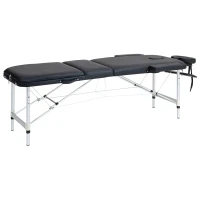 HOMCOM Lit de Massage Pliable à Hauteur Réglable, en Aluminium et Plastique, 215x81x61-84 cm, Noir(m-1)