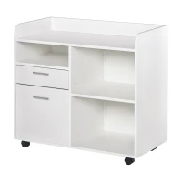 Vinsetto Support d'imprimante - Caisson d'organisation de Bureau Roulant - Dim. 80l x 40P x 72H cm en Bois Blanc(m-11)