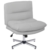 HOMCOM Cadeira de Escritório com Altura Ajustável Função Basculante Base Cruzada e Assento Amplo Cadeira para Estúdio 65x65x84-94 cm Cinza Claro(m-1)