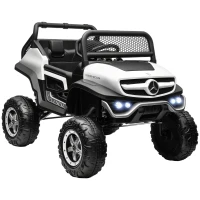 HOMCOM Voiture électrique 4x4 pour enfants de 3 à 8 ans Mercedes-Benz Unimog avec télécommande roues suspendues klaxons blanc(m-1)