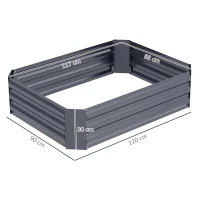 Outsunny Potager surélevé en acier galvanisé, Bac à plantes pour jardin, Bac à fleurs, 120 x 90 x 30 cm, Gris foncé(m-3)