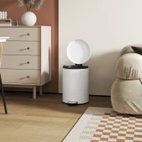 HOMCOM Poubelle 20L, avec pédale, seau intérieur, résistant aux empreintes digitales, fermeture silencieuse, Blanc cassé(m-5)