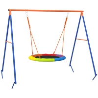 Outsunny Balançoire de Jardin à Nid pour 1-2 Enfants en Métal Renforcé, 196x172x180cm, Multicolore(m-6)