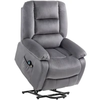 HOMCOM Fauteuil TV avec aide au lever, fonction chaleur et massage, télécommande et pochette latérale, Gris foncé(m-7)