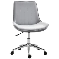 HOMCOM Silla de Oficina Sin Reposabrazos Silla de Escritorio Silla Giratoria para Niños con Altura Ajustable Respaldo de Poliéster Suave y Ruedas Carga 120 kg 52,5x60x82-91 cm Gris(m-10)