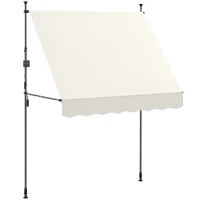 Outsunny Auvent Manuel Rétractable 200x120x210-310 cm pour Balcon et Terrasse avec Hauteur Ajustable avec Manivelle Crème(m-6)