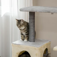 PawHut Arbre à Chat Haut 156cm avec Hamac, Maisonnette et Poteaux à Griffer en Sisal(m-3)