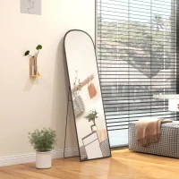 HOMCOM Espelho de Pé Espelho de Corpo Inteiro 60x165 cm com Estrutura de Liga de Alumínio e Suporte para Sala Quarto Preto(m-8)