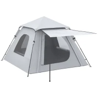 Outsunny Tenda da campeggio da 2-3 persone con Veranda, 210x210x150cm, grigia e bianca(m-1)