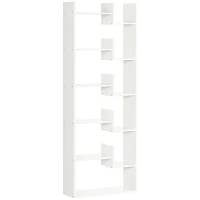 HOMCOM Estante para Livros de 6 Níveis Estante com 11 Compartimentos Abertos Anti-Tombo 61x21,6x162,6cm Branco(m-10)