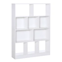 HOMCOM Estantería Librería de 4 Niveles con 10 Compartimentos Estantes de Almacenaje Multiusos para Libros Plantas 100x23,8x140 cm Blanco(m-1)