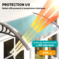 Outsunny Auvent de porte d'entrée, toit marquise de porte exterieur en polycarbonate et aluminium résistante toit abri protection contre la pluie et UV pour terrasse, balcon, 100 x 75 cm, transparent(m-4)
