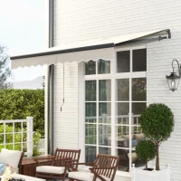 Outsunny Auvent Électrique Rétractable avec Manivelle Inclinaison Ajustable et Protection UV pour Jardin Terrasse 296x250 cm Crème(m-5)