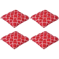Outsunny Conjunto de 4 Almofadas para Cadeiras de Sala 48x48x7 cm Impermeáveis e Anti-UV com 2 Fitas de Fixação Vermelho(m-9)