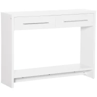 HOMCOM Table console table d'entrée bout de canapé avec étagère et 2 tiroirs style moderne - dim. 101,6I x 28P x 76,2H cm - blanc(m-11)