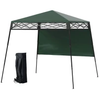 Outsunny Cenador Plegable 220x220x200 cm avec 1 Paroi Latérale Sac de Transport Imperméable et Protection UV50+ Vert(m-1)