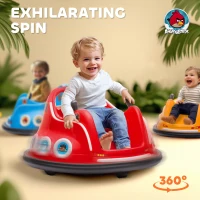 AIYAPLAY Angry Bird Licensed Waltzer Car, 12V Kids Bumper Car w/ Joysticks, Remote, Music LED Lights, Red(m-4)