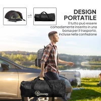 Outsunny Tente à Tunnel pour 2-4 Personnes avec Fenêtres Latérales et Crochet, en Polyester 190T et PE, 3,3x1,9x1,2 m, Noir(m-3)