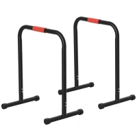 HOMCOM Parallele Fitness per il Potenziamento e la Tonificazione Muscolare Altezza 73cm, in Tubi d'Acciaio Nero(m-1)