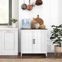 HOMCOM Buffet de Cuisine Moderne à 2 Portes avec Étagère Réglable en Bois, 80x39.7x80cm, Blanc(m-3)